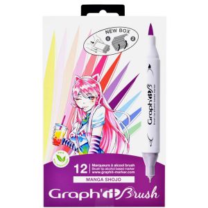 Graph'it Set Manga Shojo de 12 marqueurs à alcool Brush & Extra fine