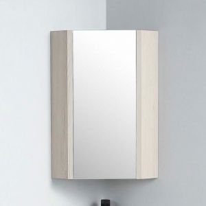 Rue du Bain Meuble Miroir d'Angle de salle de bain - Chêne Gris - 31x31 cm - Scandinave