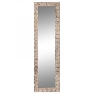 DKD Home Decor Miroir Mural 44 x 3 x 150 cm Verre Marron Blanc Bois de manguier Indien Bois MDF Décapé