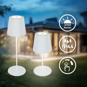 Lampe de table led sans fil IP44, Variable, tactile, protection contre les éclaboussures, sans fil, blanc, 36 x Ø10,5 cm - B.k.licht