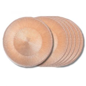 Table passion Lot de 6 assiettes plates 28 cm or en verre