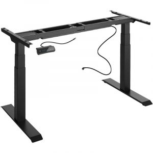 TecTake Bureau Assis Debout Pied de Bureau Réglable en Hauteur Electrique 180 cm x 68 cm x 123 cm en Acier Noir