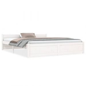 VidaXL Cadre de lit Blanc Bois massif 150x200 cm Très grand