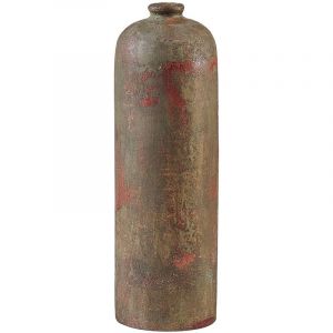 Beliani Vase D&eacute;coratif Cuivr&eacute; et Vert en Terre Cuite 41 cm Effet Vieilli pour Salon Ubeda