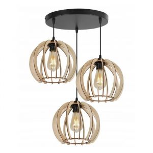 Light-Home Abat Jour Suspension Luminaire Lustre Industriel Timber - Moderne - en Metal et Bois - Rond