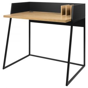 Happy Garden Bureau en bois et métal noir avec crédence