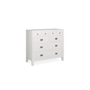 Image de Décoration d'Autrefois Commode 8 Tiroirs Bois Bronze Blanc 110x40x100cm