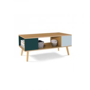 Idmarket Table Basse Scandinave Alize Bois, Vert Clair Et Vert Foncé