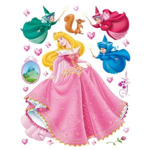 Sticker g&eacute;ant Disney Princesse la Belle au Bois Dormant et les f&eacute;es