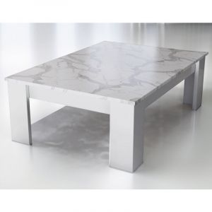 Amaury - table basse - blanc - plateau effet marbre - 126 cm