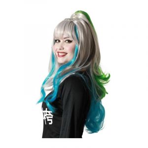Atosa Perruque Femme Manga Gris/Bleu