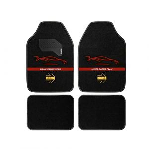 Momo SET COMPLET 4 PIÈCES TAPIS DE VOITURE UNIVERSEL NOIR/ROUGE