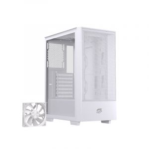 Bo&icirc;tier tour Einarex PULSE P100 Core blanc avec panneau en maille Airflow et bo&icirc;tier ATX en verre tremp&eacute; blanc