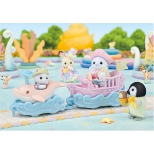 Epoch Le Petit Train de la mer - 2 Figurines Incluses - Plongez dans l'univers de la Famille Sylv - Figurines Miniatures - Jouet Enfant 3 Ans et + - 5820