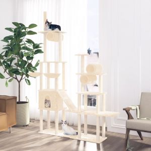 VidaXL Arbre &agrave; chat avec griffoirs en sisal Cr&egrave;me 279 cm