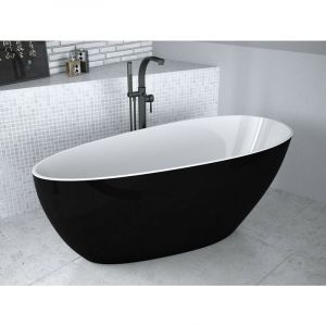Azura Baignoire îlot GOYA bicolore: noir-blanc 142x62 cm-160x70 cm - Dimensions: 160 x 70 cm