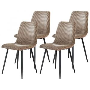 Iris - lot de 4 chaises - en velours côtelé et velours - latte