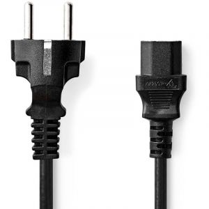 Nedis C&acirc;ble d'alimentation - Fiche de Contact de Protection - IEC-320-C13 - Droit - Nickel&eacute; - 10 m - Rond - PVC - Noir - &Eacute;tiquette