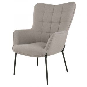 Boris-fauteuil vintage en tissu boucl&eacute; taupe