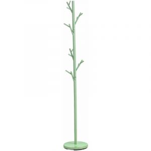 Idimex Porte-manteaux zeno portant à vêtements sur pied en forme d'arbre avec 6 crochets sur différentes hauteurs, en métal laqué vert - Vert