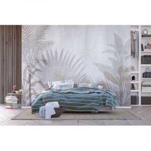AG Design Papier peint photo non tissé motif plantes tropicales sur fond gris, pour salon, chambre à coucher, salle à manger, cuisine, 360 x 270 cm, FTN XXL 1242, multicolore