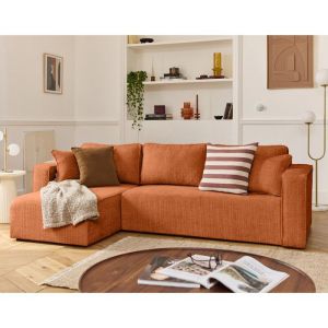 Topaze - canap&eacute; dangle d&eacute;houssable r&eacute;versible 4 places en velours textur&eacute; - Rouille