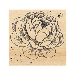 Florilèges Design Tampon bois Pivoine 10 x 10 cm