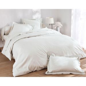 Drap housse en lin uni Blanc Craie