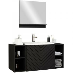 Mobilier1 - Ensemble de salle de bain Comfivo Livciro 108, Noir + Graphite