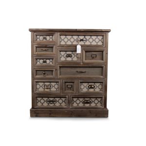 Image de Décoration d'Autrefois Commode Grainetier 13 Tiroirs Bois 87x32x96.5cm - Marron