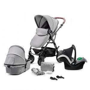 Kinderkraft Poussette Moov + Nacelle + Coque Auto Mink Pro - Grey