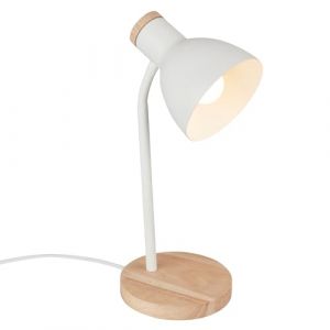 BRILONER - Lampe de table avec interrupteur à fil, orientable, E14, max. 10W, bureau, chevet, salon à poser, lampe à poser, table, 14x38 cm, blanc-bois