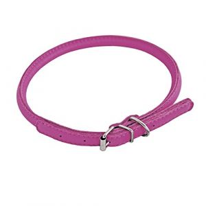 Chapuis SELLERIE Collier réglable rond Glamour pour chien - Cuir rose - ø10 mm - L39-47 cm - Taille M