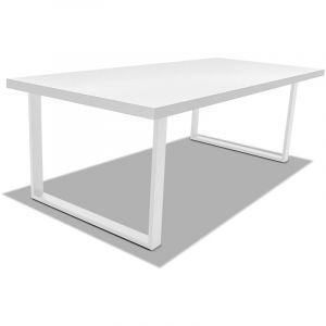 Table de salle à manger en bois et métal - pieds blancs carrés - 160x90 cm