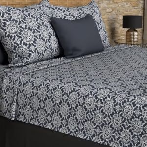 Soleil d'Ocre Parure de draps Coton 57 Fils 240x290 cm Esmeralda Marine