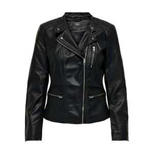 Only Freya Biker - Blouson - Faux Cuir - Manches longues - Femme - Noir (Black) - FR:38