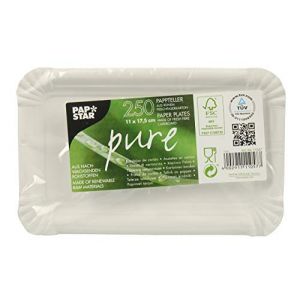 Papstar Assiette en carton 'pure' rectangulaire, blanc - Lot de 2