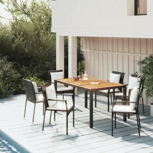 VidaXL Mobilier &agrave; d&icirc;ner de jardin et coussins 5pcs Noir R&eacute;sine tress&eacute;e Noir