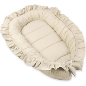 PIMKO réducteur Lit bébé avec volants bébé Cocon Baby Nest nourrissons coussin 100% coton pour lit pour nouveau-né Nid de bébé Beige