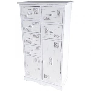 Image de Commode en bois coloris blanc - Longueur 69 x Profondeur 38 x hauteur 130 cm - PEGANE -