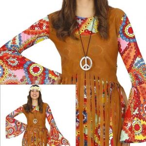 FIESTAS GUIRCA Hippie Soleil D&eacute;guisement pour Femme - Ann&eacute;es 70 Flower Power Outfit - Ann&eacute;es 60 D&eacute;guisement pour Femme Taille S 36-38