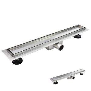 CELO Caniveau de douche 2en1 &agrave; encastrer L.120 cm, &agrave; carreler ou inox, drainage 36L/min, hauteur r&eacute;glable