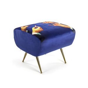 Seletti Pouf Toiletpaper / Repose-pieds - Lipsticks bleu en tissu