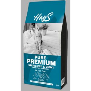 Croquette pour chat adulte stérilisé au poulet light Hays Pure Premium - 6 kg