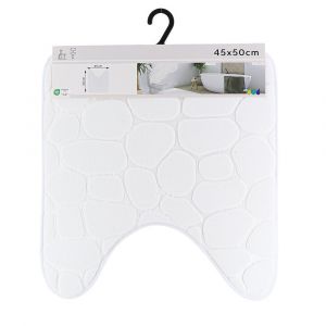 Tendance Tapis contour WC Blanc en microfibre à mémoire de forme 45 x 50 cm