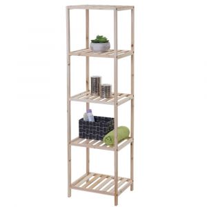Mendler Étagère HWC-B54, étagère indépendante de salle de bains, bois de sapin ~ 5 étages ~ 130x35x30cm
