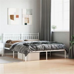 VidaXL Cadre de lit métal avec tête de lit blanc 150x200 cm