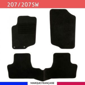 Tapis de voiture - Sur Mesure pour 207 / 207 sw / 207+ (2006 - 2014) - 3 pi&egrave;ces - Tapis de sol antid&eacute;rapant pour automobile