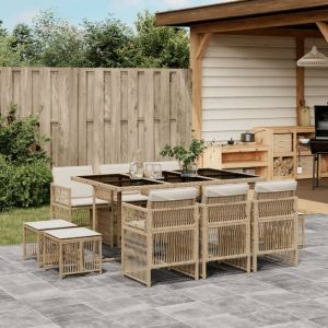 VidaXL Ensemble à manger de jardin et coussins 11 pcs beige poly rotin 3210970