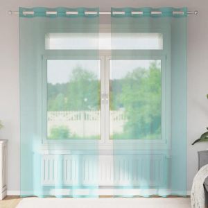 VidaXL Rideaux En Voile Avec ?illets 2 Pcs Turquoise